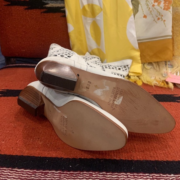 Vintage Italian Off-White Leather Cowboy Boots - Picture 3 of 4